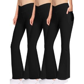 DALIGIRL سروال يوجا Bootcut طماق مضيئة للفتيات - سروال رقص عالي الخصر مع جيوب للمراهقين
