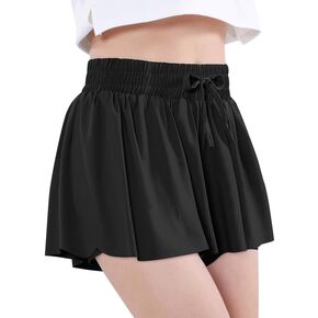 EXARUS Girls Butterfly Shorts Flowy Athletic 2 in 1 Tennis Gym Cheer Skirt Skort Dance Running Preppy Clothes 2-14Y