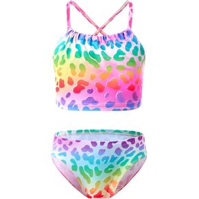 Girls Swimsuit 2-Piece Halter Tankini Set Beach Sport Bathing Suit UPF 50+ Swimwear for 3-12 Years Old Kids in Kuwait