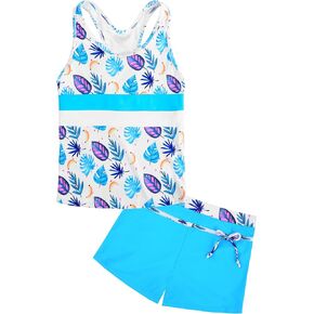 Uhnice Girls Swimsuit Two Piece Tankini Swimwear with Boyshort