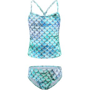 Girls Two Piece Tankini Swimsuits Tie Dye Bathing Suit for Kids One Shoulder Swimwear 3-16 Years in Saudi Arabia