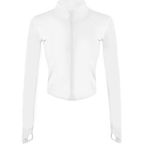 Tanming Women's Full Zip Seamless Workout Jacket Running Yoga Slim Fit Track Jacket