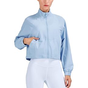 altiland Women's Athletic Running Yoga Gym Track Zip Up Cropped Jackets UPF 50+ Sun Protection Long Sleeve Workout Shirts
