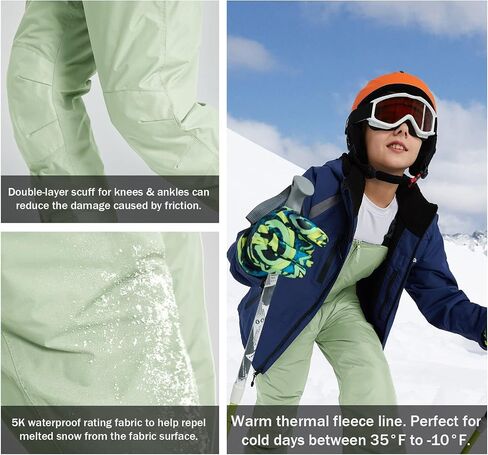 BALEAF Kid's Snow Bibs Insulated Waterproof Overalls for Boys/Girls Youth Winter Ice Fishing Snowsuit Ski Pants in Saudi Arabia