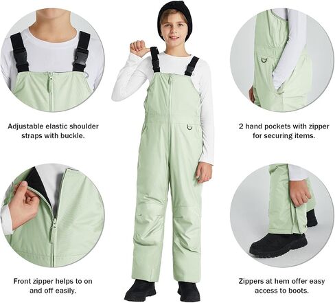 BALEAF Kid's Snow Bibs Insulated Waterproof Overalls for Boys/Girls Youth Winter Ice Fishing Snowsuit Ski Pants in Saudi Arabia
