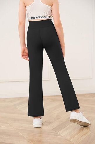 simtuor Girls Flare Yoga Pants with Pockets V Crossover High Waisted Wide Leg Casual Dance Workout Bootcut Pants in Saudi Arabia