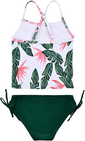 JerrisApparel Girl Tropical Leaf Swimsuit Tankini Swim Set Two Pieces Bathing Suit in Saudi Arabia