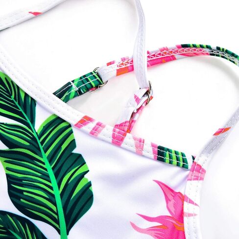 JerrisApparel Girl Tropical Leaf Swimsuit Tankini Swim Set Two Pieces Bathing Suit in Saudi Arabia
