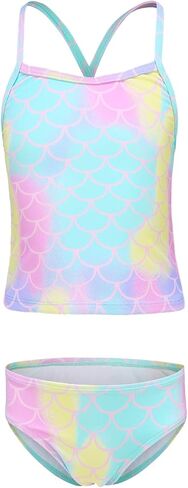 Girls Two Piece Tankini Swimsuits Tie Dye Bathing Suit for Kids One Shoulder Swimwear 3-16 Years in Saudi Arabia