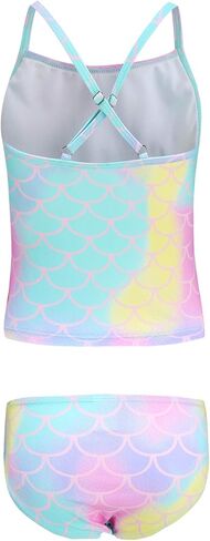 Girls Two Piece Tankini Swimsuits Tie Dye Bathing Suit for Kids One Shoulder Swimwear 3-16 Years in Saudi Arabia