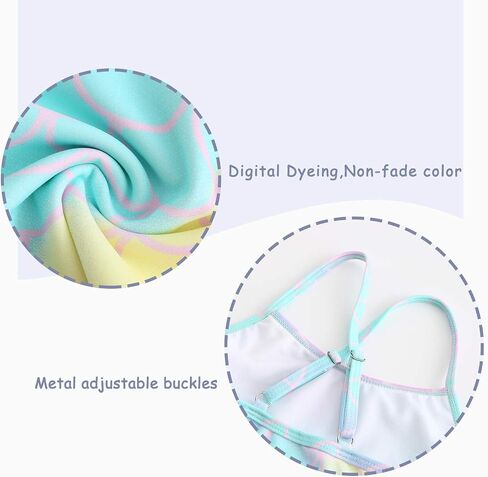 Girls Two Piece Tankini Swimsuits Tie Dye Bathing Suit for Kids One Shoulder Swimwear 3-16 Years in Saudi Arabia