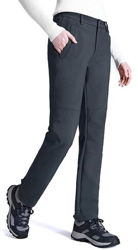 المرأة سراويل للتسلق صوف مبطن بناطيل تزلج شتاء دافئ مقاوم للماء معزول الثلوج السفر البضائع العمل سوفتشيل بنطلون in Kuwait