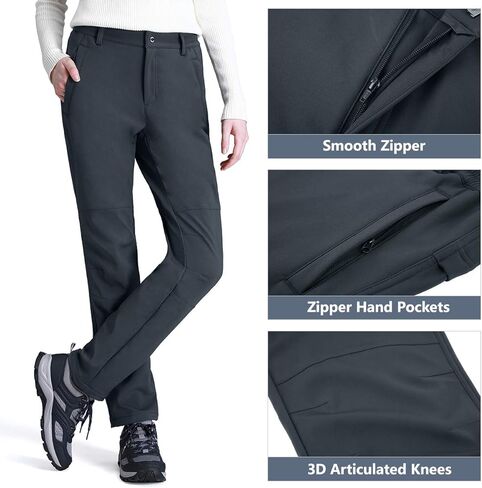 المرأة سراويل للتسلق صوف مبطن بناطيل تزلج شتاء دافئ مقاوم للماء معزول الثلوج السفر البضائع العمل سوفتشيل بنطلون in Kuwait