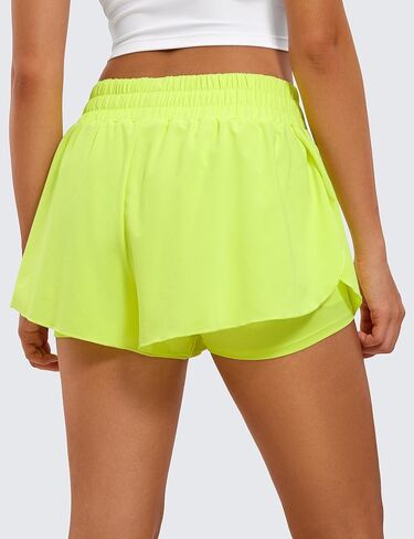 CRZ YOGA 2 in 1 Flowy Running Shorts for Women High Waisted Quick Dry Athletic Gym Lounge Workout Shorts Cute Tennis Skirts in Saudi Arabia