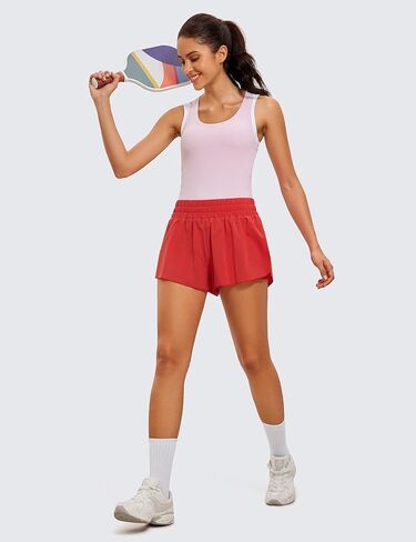 CRZ YOGA 2 in 1 Flowy Running Shorts for Women High Waisted Quick Dry Athletic Gym Lounge Workout Shorts Cute Tennis Skirts in Saudi Arabia