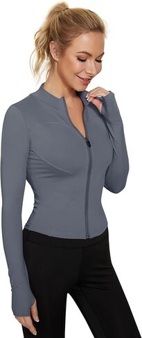 LUYAA Women's Workout Jacket Lightweight Zip Up Yoga Jacket Cropped Athletic Slim Fit Tops in Kuwait