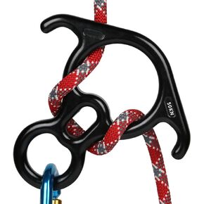 50KN Rescue Figure, 8 Descender Large Bent-Ear Belaying and Rappelling Gear Belay Device Climbing for Rock Climbing Peak Rescue 7075 Aluminum Alloy
