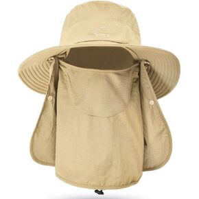 Fishing Hat for Men & Women, Sun Protection Hat with Face Cover & Neck Flap | Outdoor UV Protection Wide Brim Hat in Saudi Arabia