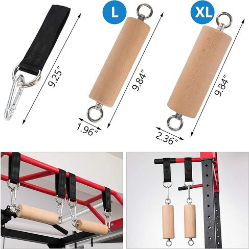 Wooden Pull Up Grips and Balls, Atomic Rock Climbing Holds Training Set,Grip Strength Trainer,Ninja Warrior Obstacle Course Handles and Rope.Suit(L/XL Ball(L/XL) in Kuwait