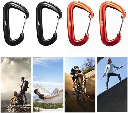 L-Rover Carabiner,12KN Lightweight Heavy Duty Carabiner Clips,Aluminium Wiregate Caribeaners for Hammocks,Camping, Key Chains, Outdoor and Gym etc,Hiking & Utility in Kuwait