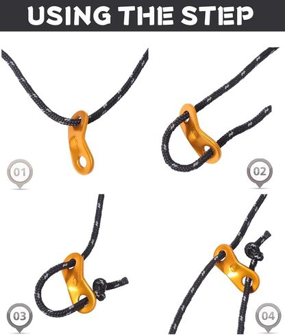 Hikeman 6 Pack 4mm Outdoor Guy Lines Tent Cords Lightweight Camping Rope with Aluminum Guylines Adjuster Tensioner Pouch for Tent Tarp, Canopy Shelter, Camping, Hiking, Backpacking in Kuwait