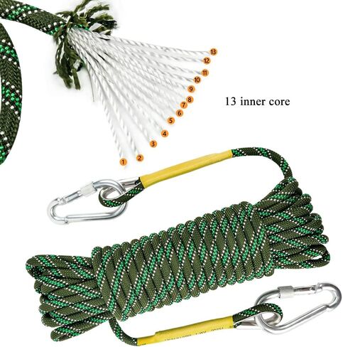X XBEN Outdoor Climbing Rope 10M(32ft) 20M(64ft) 30M(96ft) 50M(160ft) 70M(230ft) 152M(500FT) 352M(1000FT) Static Rock Climbing Rope for Escape Rope Ice Climbing Equipment Fire Rescue Parachute in Kuwait