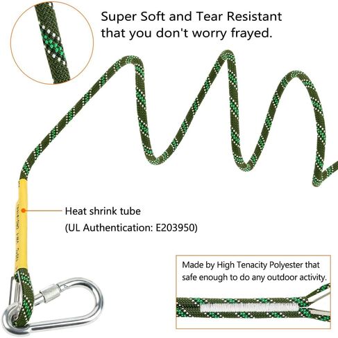 X XBEN Outdoor Climbing Rope 10M(32ft) 20M(64ft) 30M(96ft) 50M(160ft) 70M(230ft) 152M(500FT) 352M(1000FT) Static Rock Climbing Rope for Escape Rope Ice Climbing Equipment Fire Rescue Parachute in Kuwait