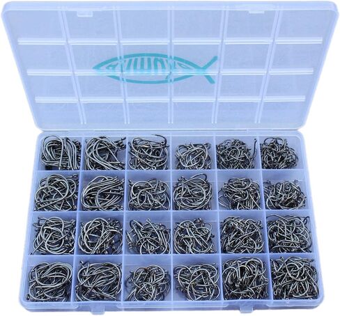 Fishing Hooks Freshwater Saltwater Fish Hooks Bulk Fishing Hooks Set Worm Catfish Hooks Fish Gear Equipment Supplies in Kuwait