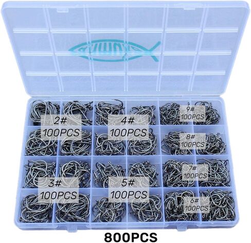 Fishing Hooks Freshwater Saltwater Fish Hooks Bulk Fishing Hooks Set Worm Catfish Hooks Fish Gear Equipment Supplies in Kuwait