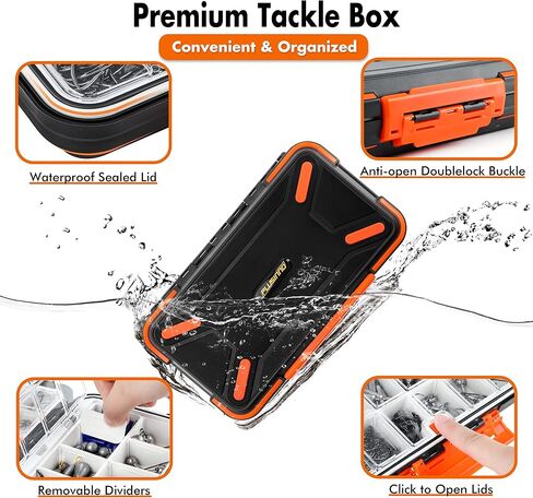 PLUSINNO 264pcs Fishing Accessories Kit, Organized Tackle Box with Tackle Included, Fishing Weights Sinkers, Jig Hooks, Swivels, Beads Combined into 10 Rigs, Fishing Gear Set for Bass Trout in Saudi Arabia