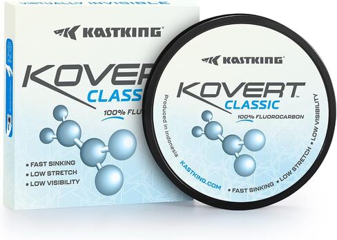 خط صيد KastKing Kovert Classic مصنوع من الفلوروكربون بنسبة 100%، مادة الخط أو القائد، وضوح عالٍ، رؤية منخفضة، مقاومة عالية للتآكل، غرق سريع، معالجة رائعة، بكرات 125 و250 ياردة in Saudi Arabia