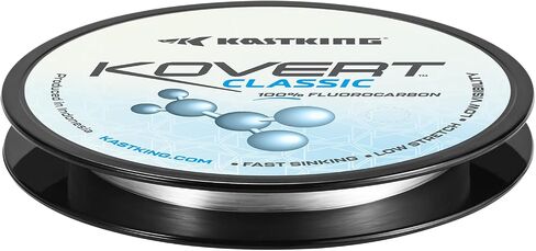 خط صيد KastKing Kovert Classic مصنوع من الفلوروكربون بنسبة 100%، مادة الخط أو القائد، وضوح عالٍ، رؤية منخفضة، مقاومة عالية للتآكل، غرق سريع، معالجة رائعة، بكرات 125 و250 ياردة in Saudi Arabia