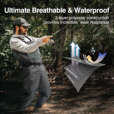 Piscifun Chest Wader, Stockingfoot Waterproof Fishing Wader for Men and Women, Breathable Polyester Lightweight Wader S-XXL in Saudi Arabia