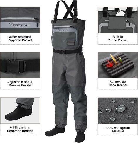 Piscifun Chest Wader, Stockingfoot Waterproof Fishing Wader for Men and Women, Breathable Polyester Lightweight Wader S-XXL in Saudi Arabia