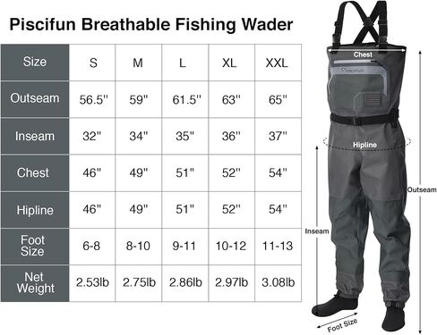Piscifun Chest Wader, Stockingfoot Waterproof Fishing Wader for Men and Women, Breathable Polyester Lightweight Wader S-XXL in Saudi Arabia