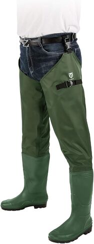 TIDEWE Hip Wader، حذاء هيب خفيف الوزن للرجال والنساء، طبقتين من PVC/النايلون لصيد السمك (أخضر وبني) in Kuwait