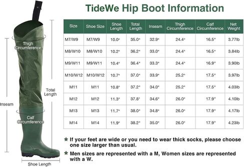 TIDEWE Hip Wader، حذاء هيب خفيف الوزن للرجال والنساء، طبقتين من PVC/النايلون لصيد السمك (أخضر وبني) in Kuwait