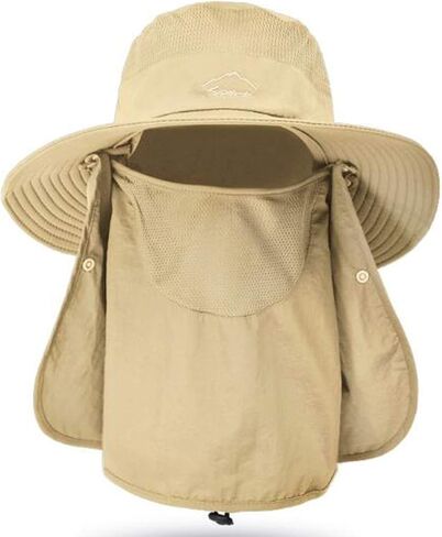 Fishing Hat for Men & Women, Sun Protection Hat with Face Cover & Neck Flap | Outdoor UV Protection Wide Brim Hat in Kuwait