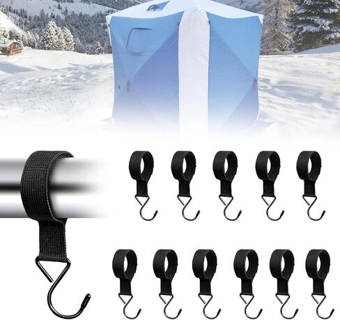 12Pcs Ice Fishing Shelter Coat Hooks, Heavy Duty Ice Fishing Shelters Hooks Accessory Hanger for Ice Fishing Tent, Outdoor Camping, Hunting Blinds, Hanging Storage Fishing&Hunting Accessories in Saudi Arabia