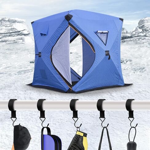 12Pcs Ice Fishing Shelter Coat Hooks, Heavy Duty Ice Fishing Shelters Hooks Accessory Hanger for Ice Fishing Tent, Outdoor Camping, Hunting Blinds, Hanging Storage Fishing&Hunting Accessories in Saudi Arabia