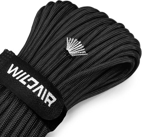 WILDAIR 750lb Paracord Parachute Cord Lanyard Ropes U.S. Military Type IV-11 Triple Strands 100FT Outdoor Camping (Black) in Kuwait