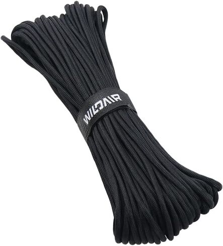 WILDAIR 750lb Paracord Parachute Cord Lanyard Ropes U.S. Military Type IV-11 Triple Strands 100FT Outdoor Camping (Black) in Kuwait