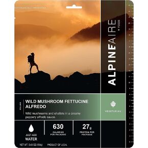 AlpineAire Foods Wild Mushroom Fettuccine Alfredo, Freeze-Dried/Dehydrated, Entrée Meal Pouch, Just add Water, Black in Kuwait