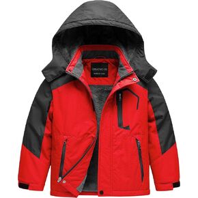 CREATMO US Boy's Waterproof Ski Jacket Warm Winter Snow Coat Windproof Snowboarding Rain Jacket