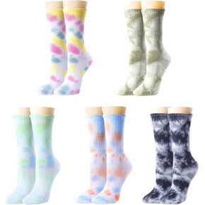 Zmart Funny Tie Dye Socks Women, Colorful Tie Dye Gifts for Hippie Indie Girls with Trippy Graphic in 5 Pack in Saudi Arabia