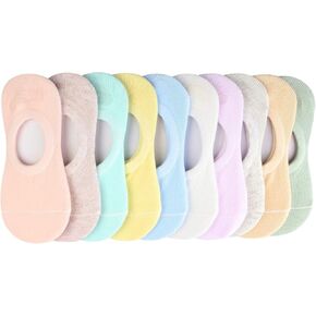 Auranso Girls No Show Socks Toddler Kids Boys Anti Slip Low Cut Socks 10 Pack