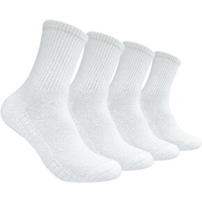 4Pairs Socks Sport Running Calf Socks Performance Cushioned Breathable Crew Socks for Men Women…