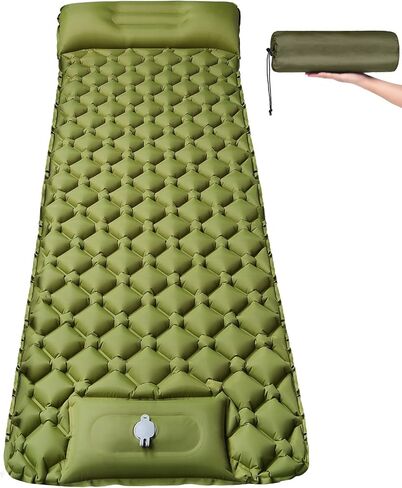 Portable Sleeping Pad for Camping - Ultralight Camping Mat with Pillow & Foot Pump,3.2" Thick Waterproof Compact Lightweight Sleeping Air Pads for Tent Backpacking Hiking Outdoor Traveling in Kuwait