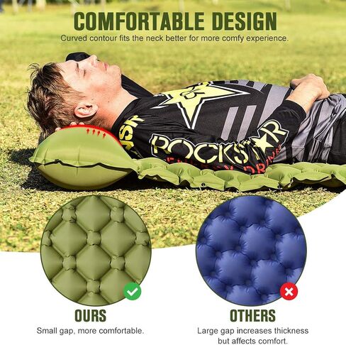 Portable Sleeping Pad for Camping - Ultralight Camping Mat with Pillow & Foot Pump,3.2" Thick Waterproof Compact Lightweight Sleeping Air Pads for Tent Backpacking Hiking Outdoor Traveling in Kuwait