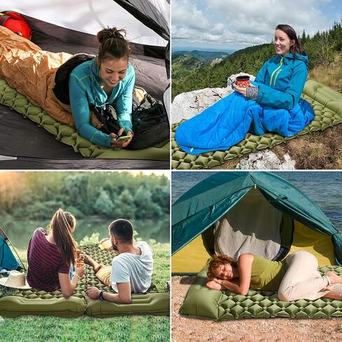 Portable Sleeping Pad for Camping - Ultralight Camping Mat with Pillow & Foot Pump,3.2" Thick Waterproof Compact Lightweight Sleeping Air Pads for Tent Backpacking Hiking Outdoor Traveling in Kuwait